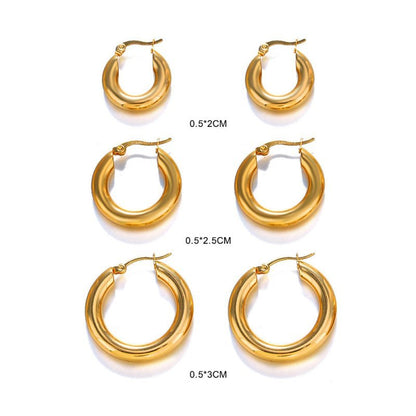 European And American Popular Simplicity Popular 18K Gold Plated Hoop Earrings Women-Jewearrings