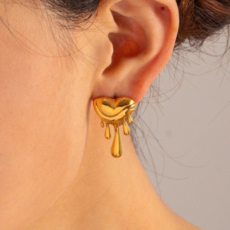 European And American Retro 18K Gold Love Earrings-Jewearrings