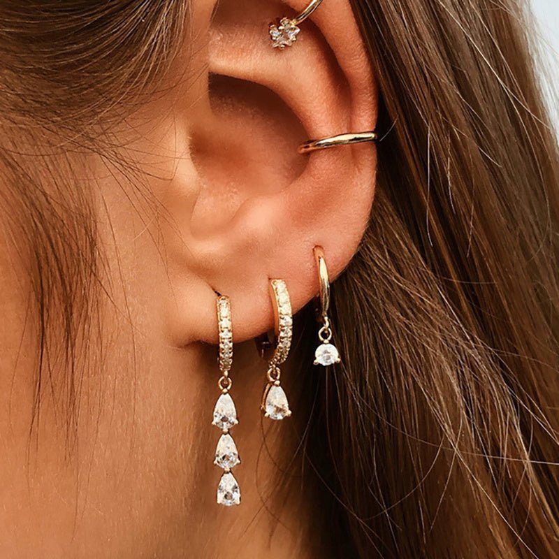 European And American Retro Style Drop Diamond Earrings Exquisite Personality-Jewearrings