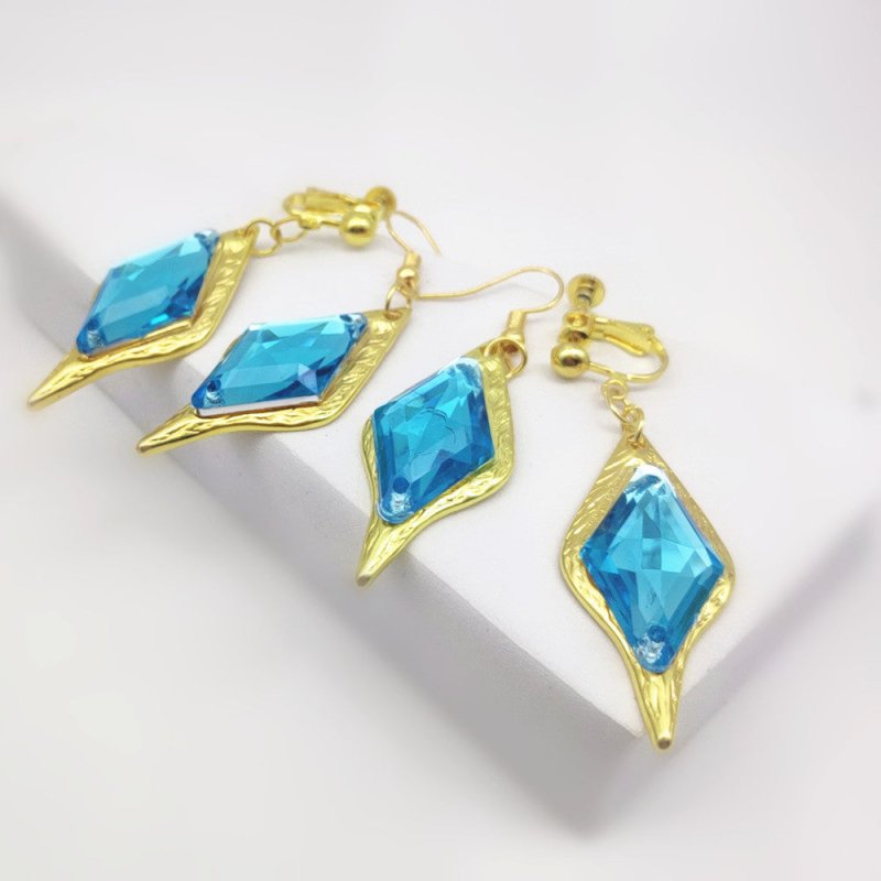 European And American Rhombus Blue Crystal Earrings-Jewearrings