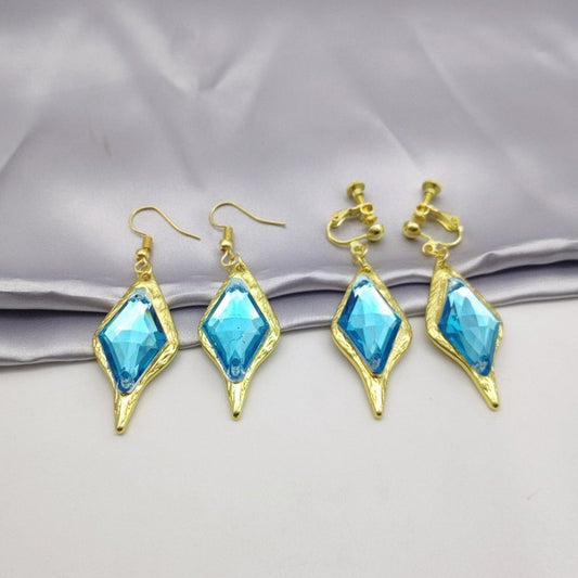 European And American Rhombus Blue Crystal Earrings-Jewearrings