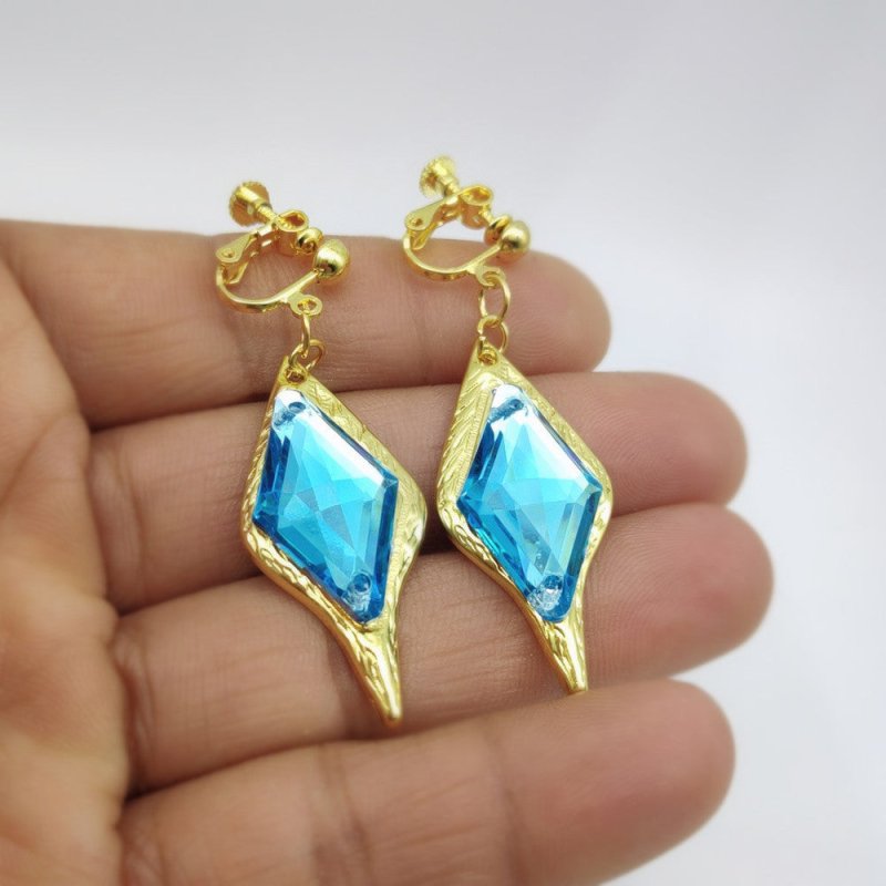 European And American Rhombus Blue Crystal Earrings-Jewearrings