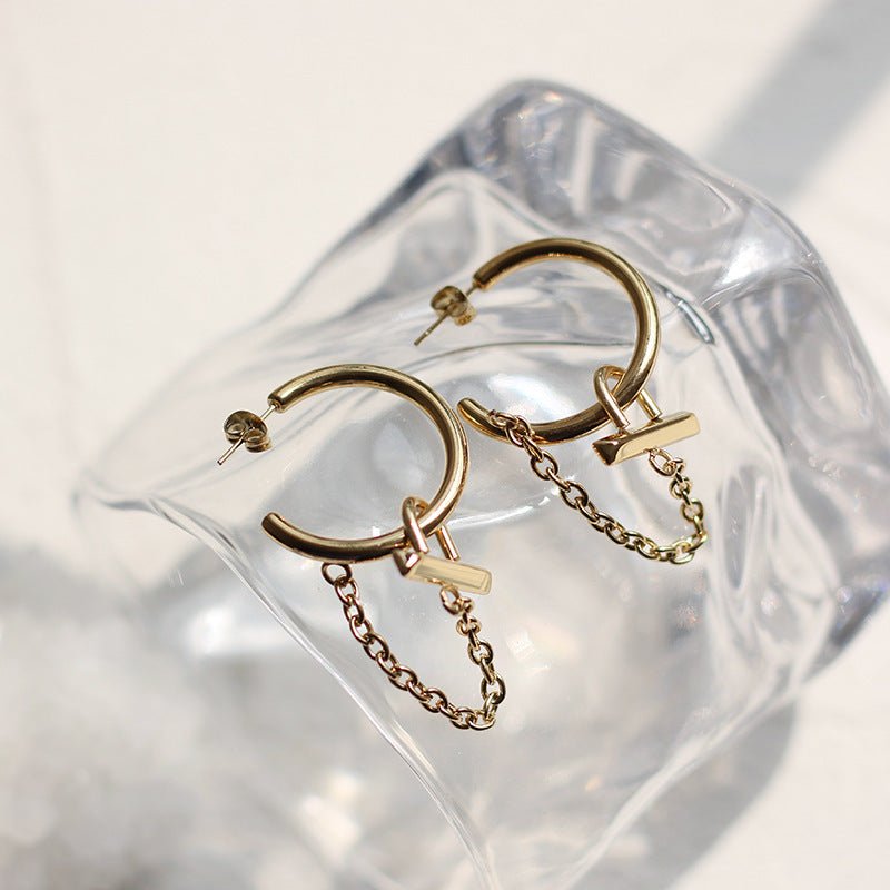 European And American Ring Tassel Hoop Hoop Earrings Chain-Jewearrings