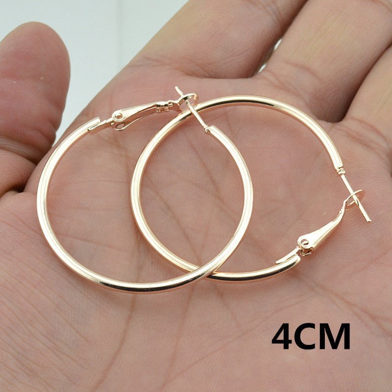 European And American Rose Gold Hoop Earrings-Jewearrings