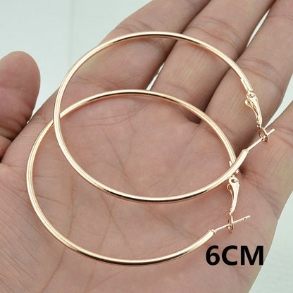 European And American Rose Gold Hoop Earrings-Jewearrings