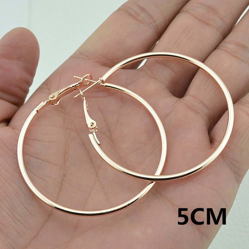 European And American Rose Gold Hoop Earrings-Jewearrings