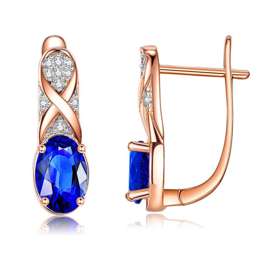 European and American Simple Blue Gem Earrings-Jewearrings