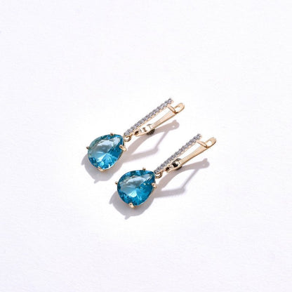 European and American Simple Blue Zircon Earrings-Jewearrings