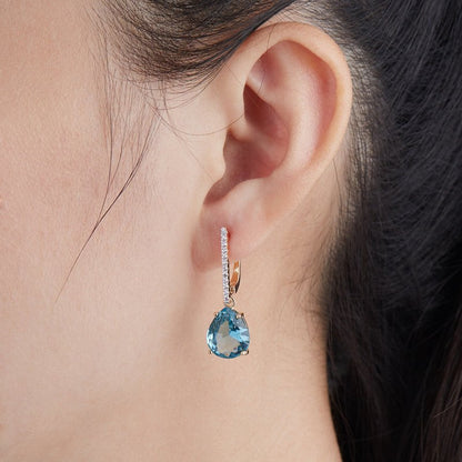 European and American Simple Blue Zircon Earrings-Jewearrings