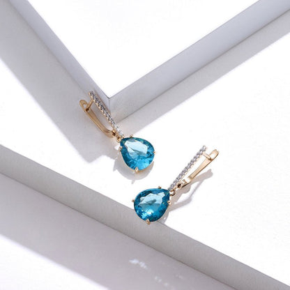 European and American Simple Blue Zircon Earrings-Jewearrings