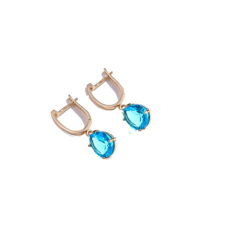 European and American Simple Blue Zircon Earrings-Jewearrings