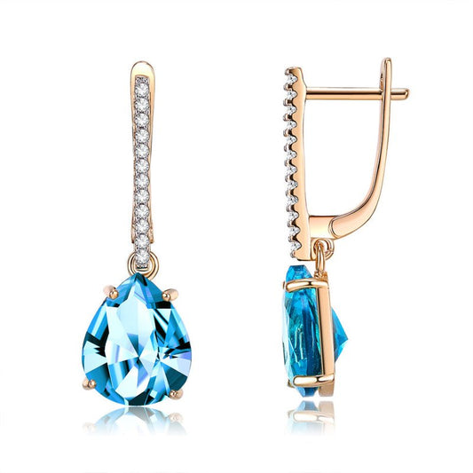 European and American Simple Blue Zircon Earrings-Jewearrings