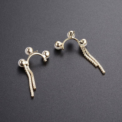 European And American Simple Diamond Design Pearl Earrings-Jewearrings