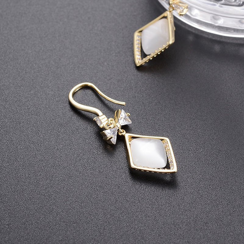 European And American Simple Diamond Design Pendant Earrings-Jewearrings