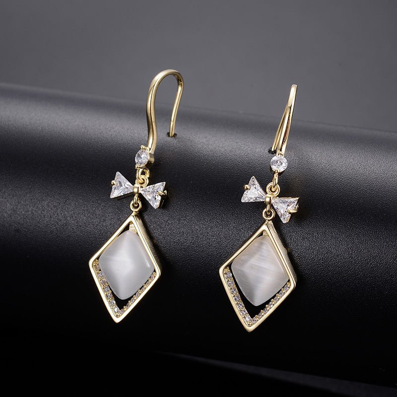 European And American Simple Diamond Design Pendant Earrings-Jewearrings