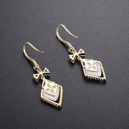 European And American Simple Diamond Design Pendant Earrings-Jewearrings