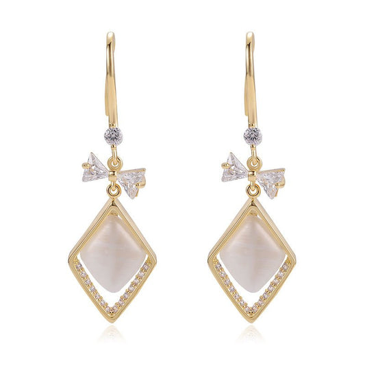 European And American Simple Diamond Design Pendant Earrings-Jewearrings