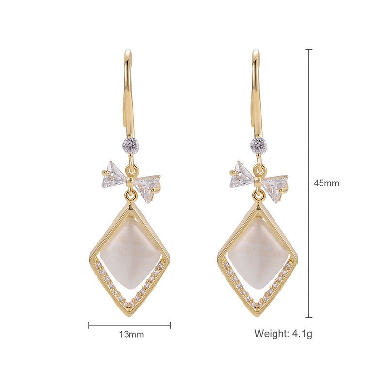 European And American Simple Diamond Design Pendant Earrings-Jewearrings