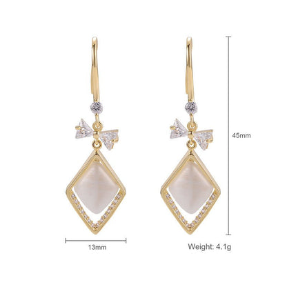 European And American Simple Diamond Design Pendant Earrings-Jewearrings