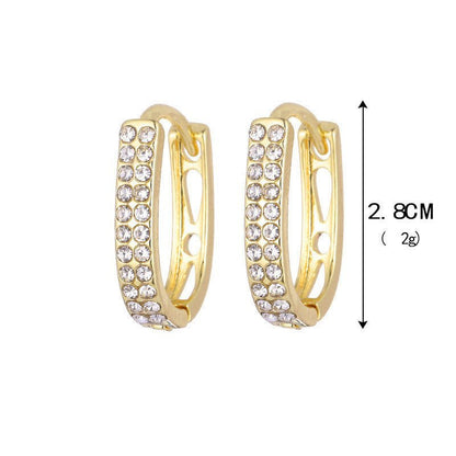 European And American Simple U-shaped Full Diamond Earrings-Jewearrings