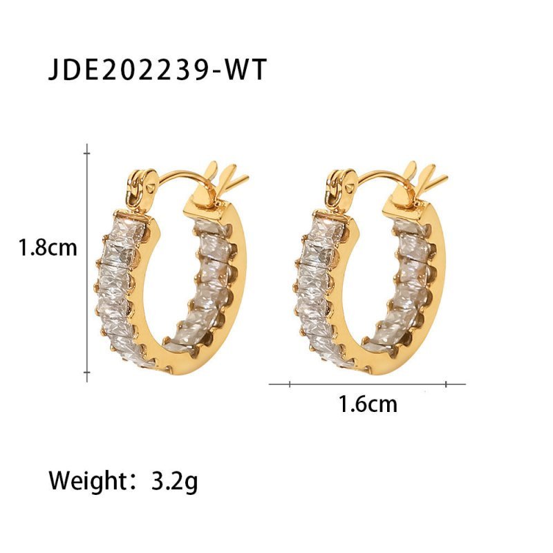 European And American Simple U-shaped Full Diamond Earrings-Jewearrings