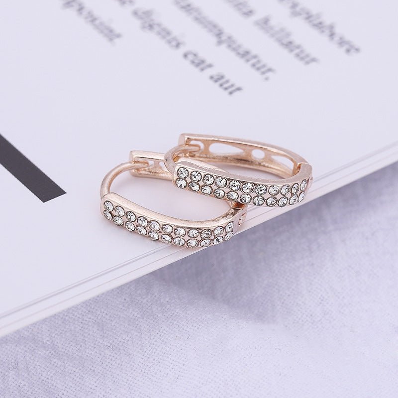 European And American Simple U-shaped Full Diamond Earrings-Jewearrings