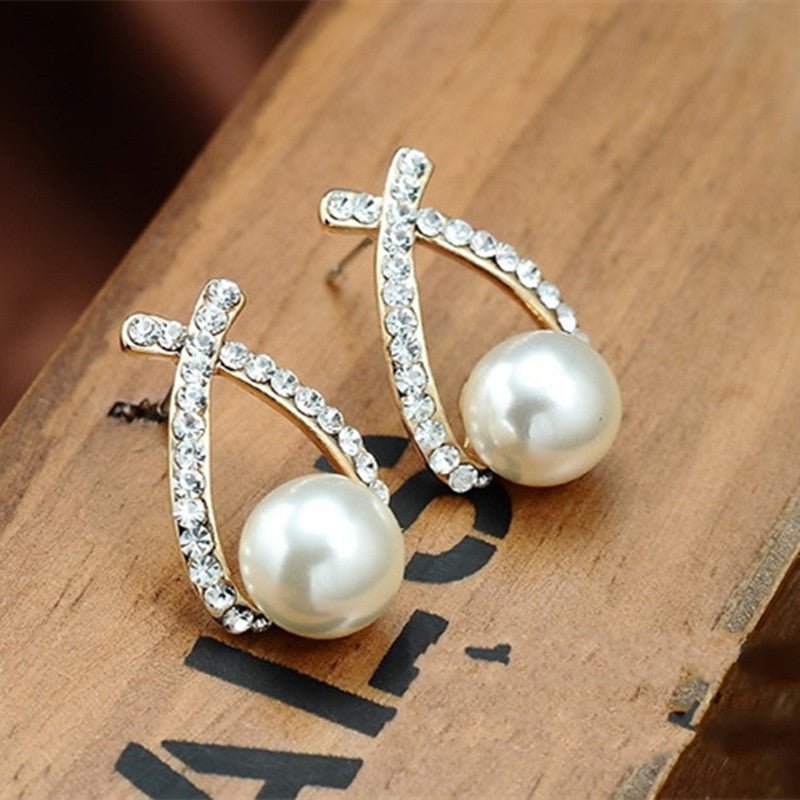 European And American Style Pearl And Diamond Earrings-Jewearrings