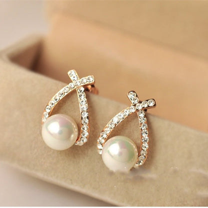 European And American Style Pearl And Diamond Earrings-Jewearrings