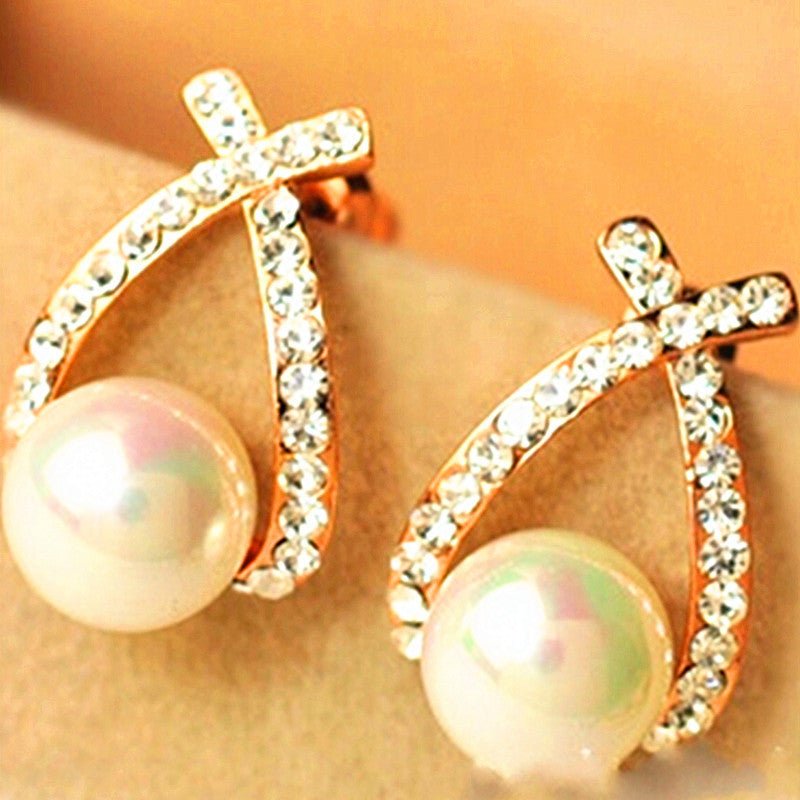 European And American Style Pearl And Diamond Earrings-Jewearrings