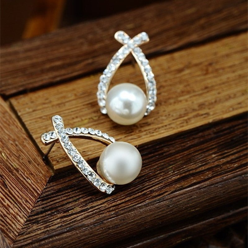 European And American Style Pearl And Diamond Earrings-Jewearrings