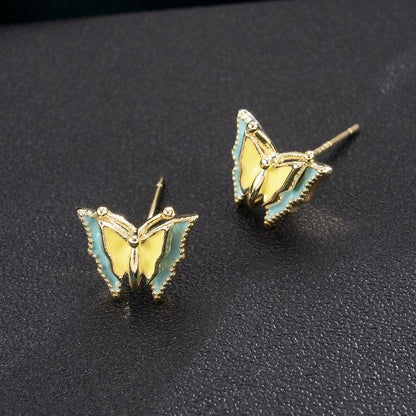 European And American Temperament Diamond-studded Butterfly Earrings-Jewearrings