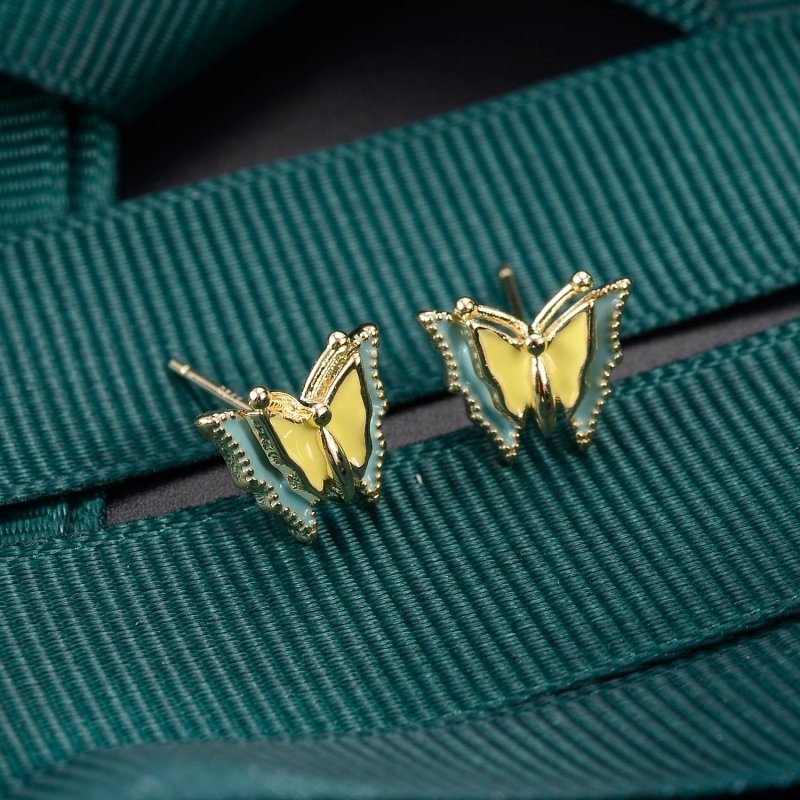 European And American Temperament Diamond-studded Butterfly Earrings-Jewearrings