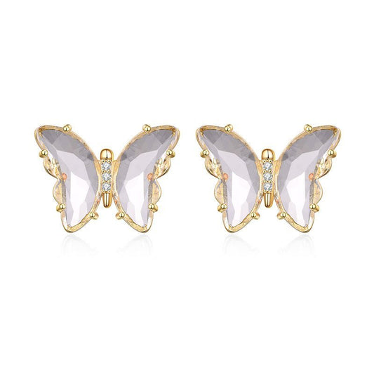 European And American Temperament Purple Gold Rim Butterfly Earrings-Jewearrings