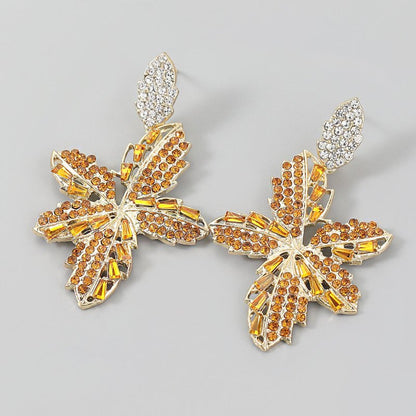 European And American Trend Alloy Diamond Rhinestone Acrylic Flower Earrings-Jewearrings