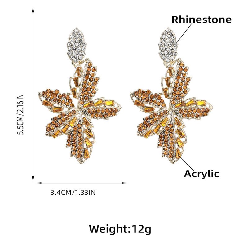 European And American Trend Alloy Diamond Rhinestone Acrylic Flower Earrings-Jewearrings