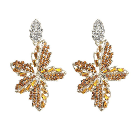 European And American Trend Alloy Diamond Rhinestone Acrylic Flower Earrings-Jewearrings