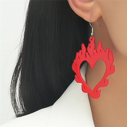 European And American Vintage Acrylic Hollow Flame Earrings-Jewearrings