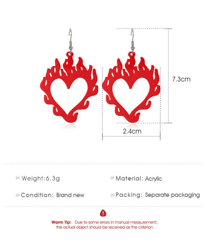 European And American Vintage Acrylic Hollow Flame Earrings-Jewearrings