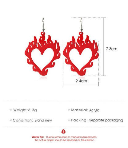 European And American Vintage Acrylic Hollow Flame Earrings-Jewearrings