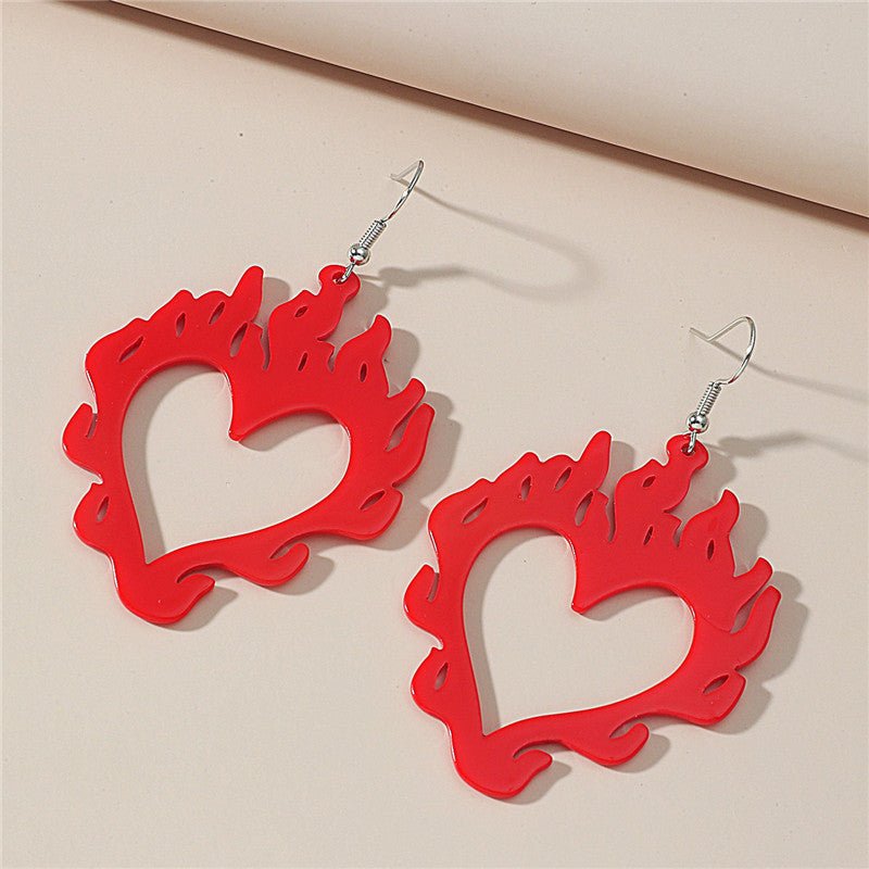 European And American Vintage Acrylic Hollow Flame Earrings-Jewearrings