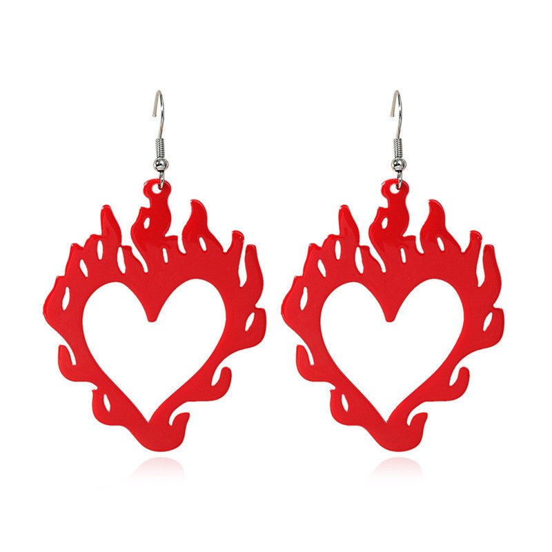 European And American Vintage Acrylic Hollow Flame Earrings-Jewearrings