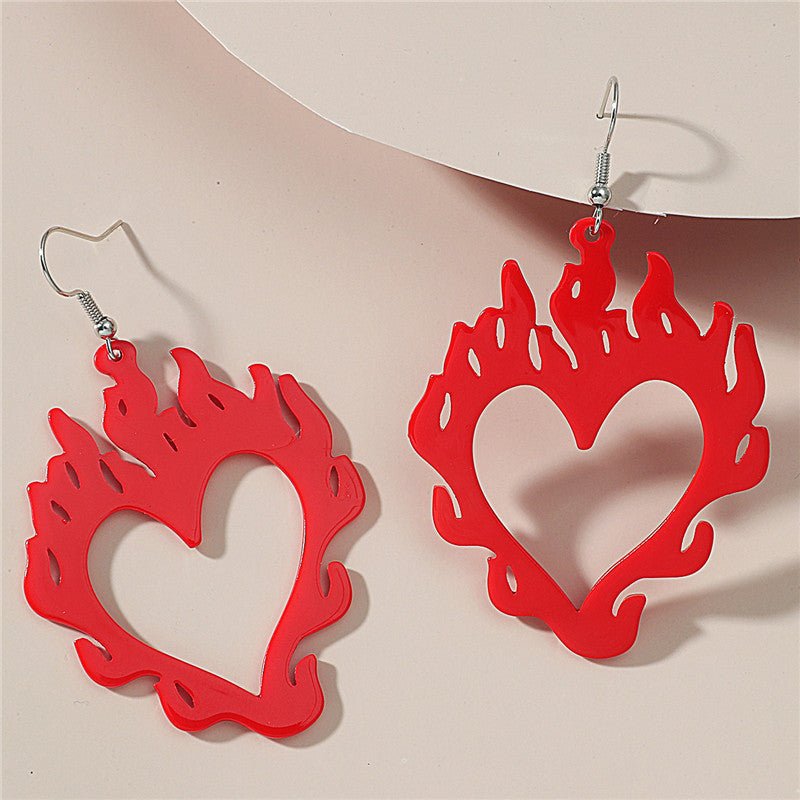 European And American Vintage Acrylic Hollow Flame Earrings-Jewearrings