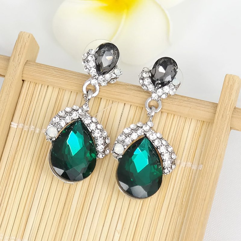 European Version Ladies Crystal Zinc Alloy Steel Pin Earrings Drop Shape-Jewearrings