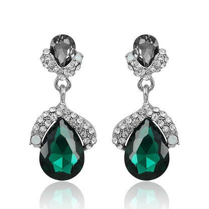 European Version Ladies Crystal Zinc Alloy Steel Pin Earrings Drop Shape-Jewearrings