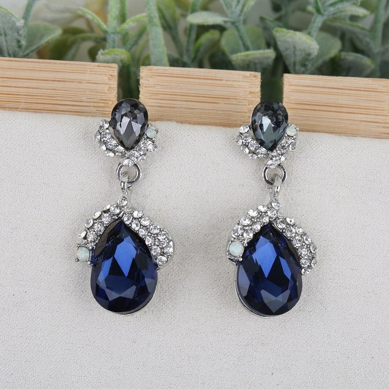 European Version Ladies Crystal Zinc Alloy Steel Pin Earrings Drop Shape-Jewearrings