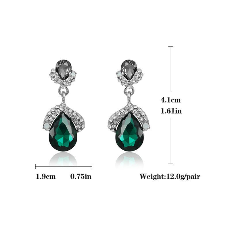 European Version Ladies Crystal Zinc Alloy Steel Pin Earrings Drop Shape-Jewearrings