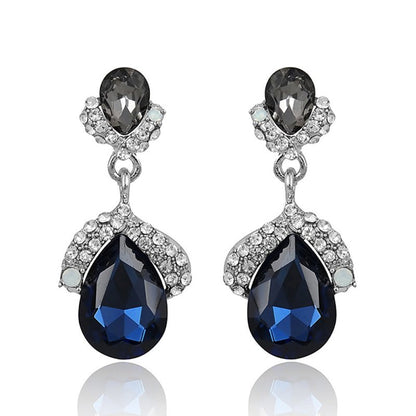 European Version Ladies Crystal Zinc Alloy Steel Pin Earrings Drop Shape-Jewearrings