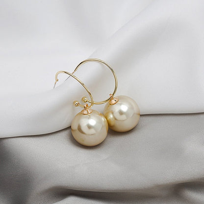 Exaggerated 925 Silver Needle Big Pearl Personality Earrings-Jewearrings