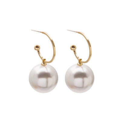 Exaggerated 925 Silver Needle Big Pearl Personality Earrings-Jewearrings