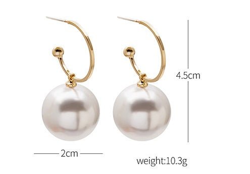 Exaggerated 925 Silver Needle Big Pearl Personality Earrings-Jewearrings